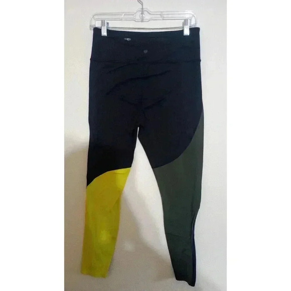 Athleta Asym ColorBlock Leggings Black Gray Yellow‎ Size Medium - Picture 4 of 8